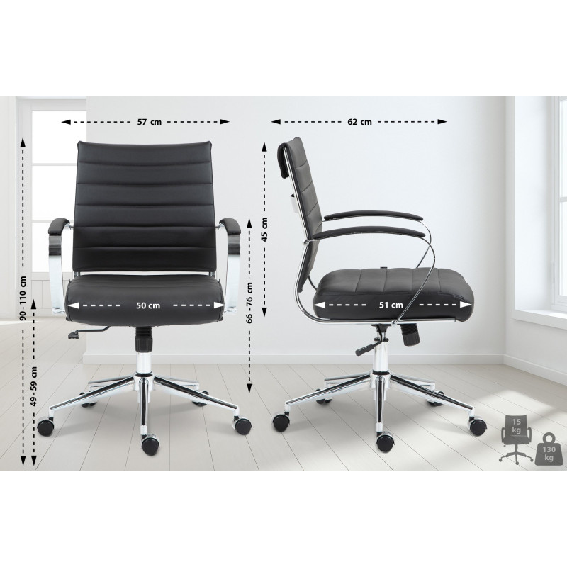 Chaise de bureau Oakland en cuir véritable noir