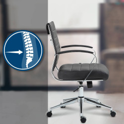 Chaise de bureau Oakland en cuir véritable noir