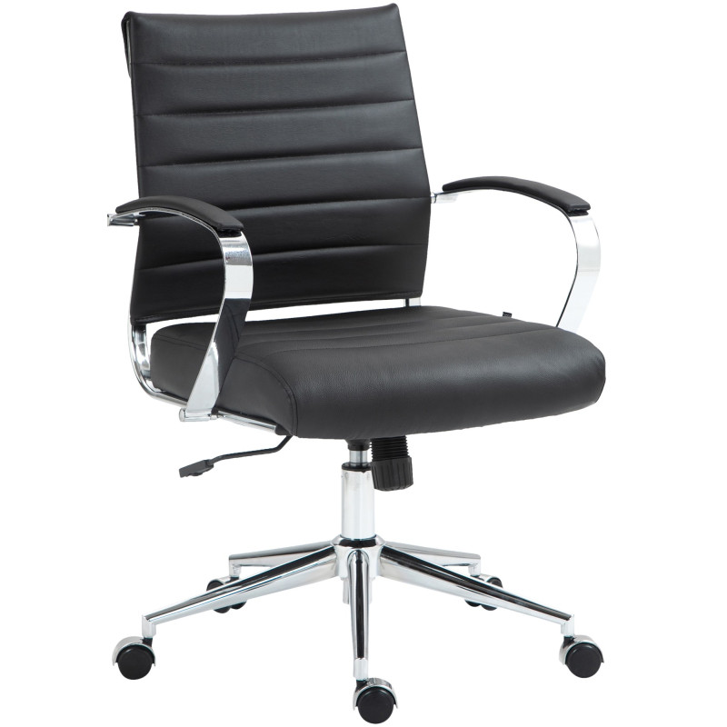 Chaise de bureau Oakland en cuir véritable noir