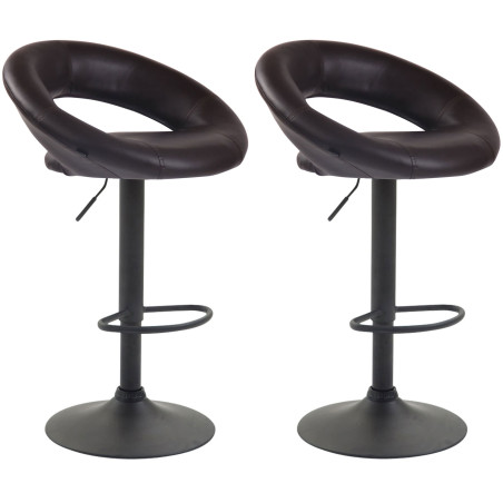 Conjunto de 2 banquetas de bar Olinda, em couro sintético, preto/marrom.
