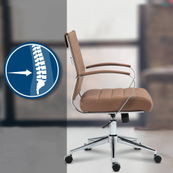 Chaise de bureau Oakland en cuir véritable marron clair