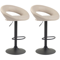 Juego de 2 taburetes de bar Olinda en piel sintética negra y crema