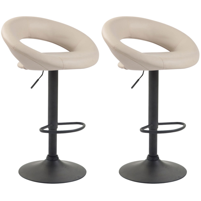 Set di 2 sgabelli da bar Olinda in similpelle nera e crema