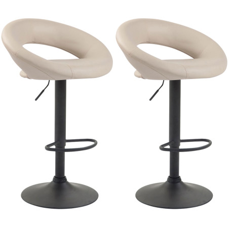 Set di 2 sgabelli da bar Olinda in similpelle nera e crema