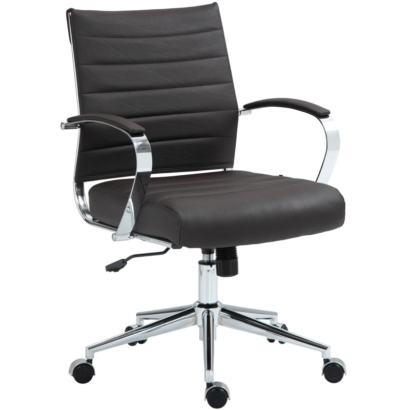 Chaise de bureau Oakland en cuir véritable brun