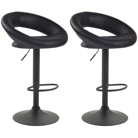 Conjunto de 2 banquetas de bar Olinda, em couro sintético, pretas