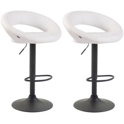 Conjunto de 2 banquetas de bar Olinda, em couro sintético, preto e branco.