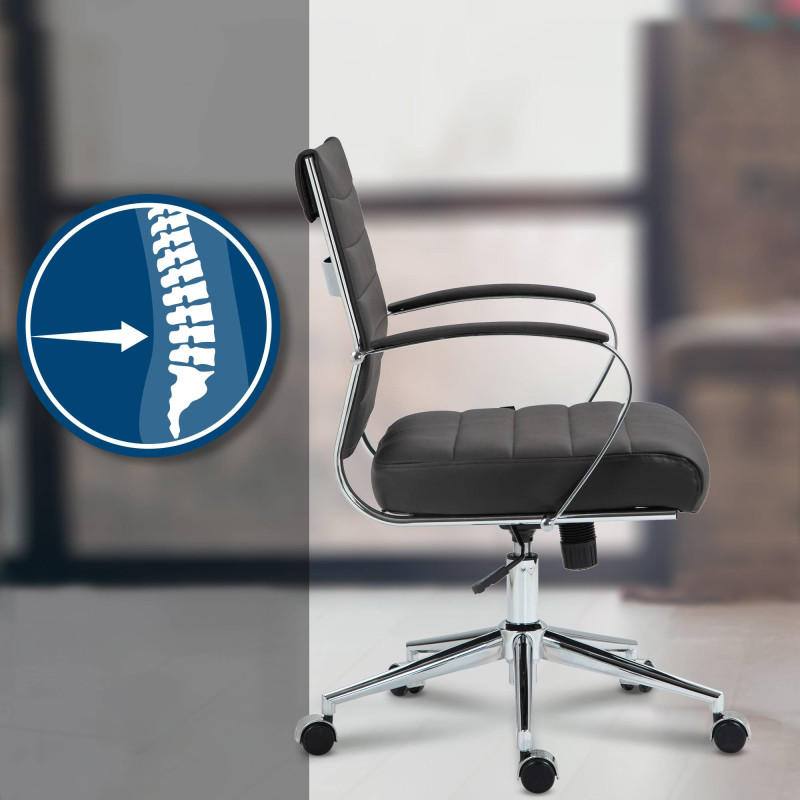 Chaise de bureau Oakland en cuir véritable brun