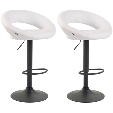 Conjunto de 2 banquetas de bar Olinda, em couro sintético, preto e branco.