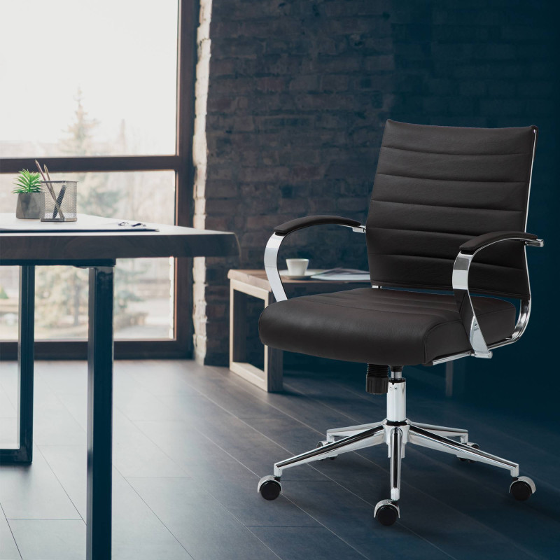 Chaise de bureau Oakland en cuir véritable brun