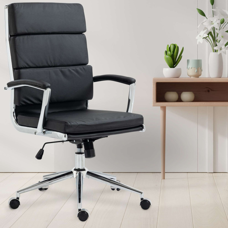 Chaise de bureau Cleveland en similicuir noir