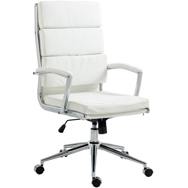 Chaise de bureau Cleveland en similicuir blanc