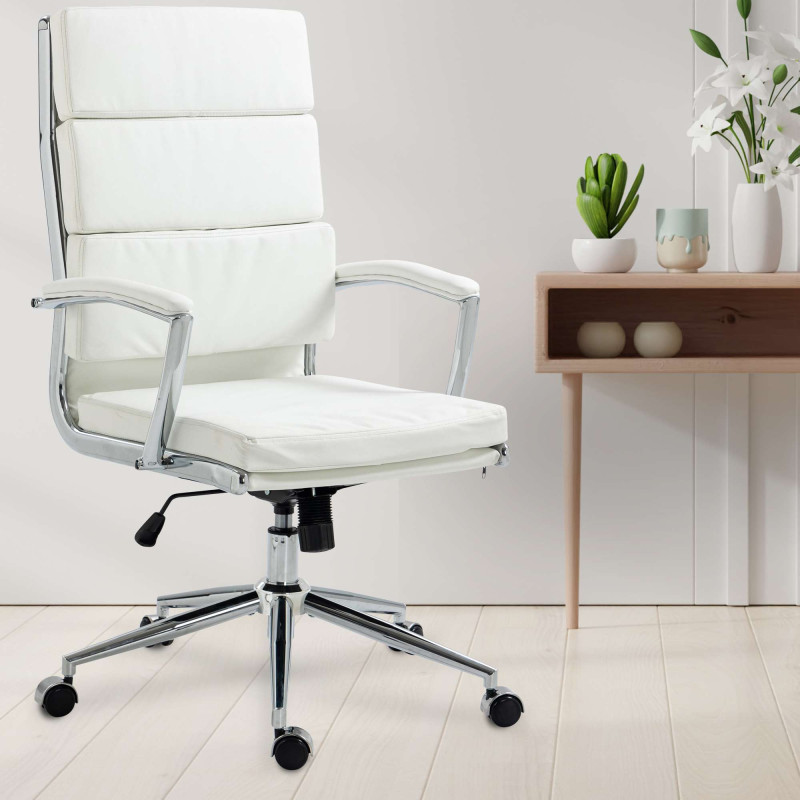 Chaise de bureau Cleveland en similicuir blanc