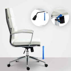 Chaise de bureau Cleveland en similicuir blanc