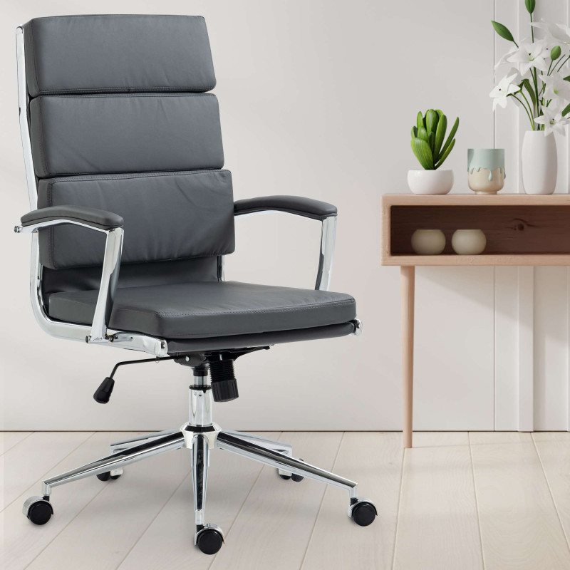 Chaise de bureau Cleveland en similicuir gris