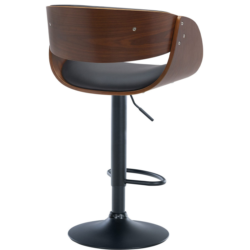 Tabouret de bar Portmore, similicuir, noyer noir/noir