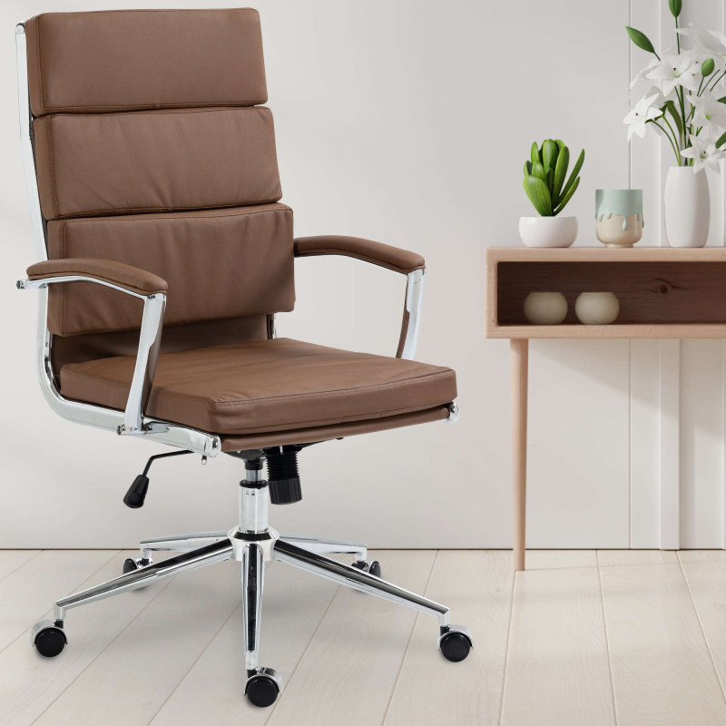 Chaise de bureau Cleveland en similicuir marron clair