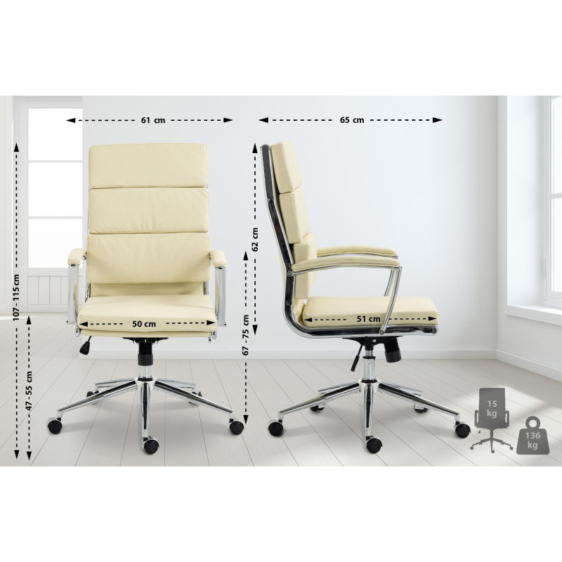 Chaise de bureau Cleveland en similicuir crème
