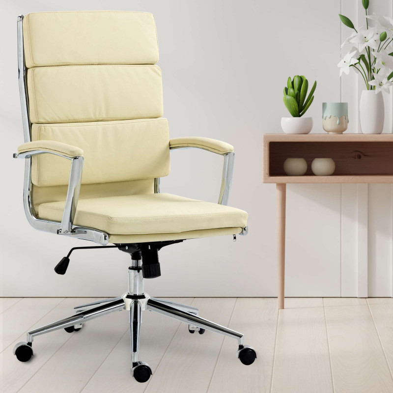 Chaise de bureau Cleveland en similicuir crème
