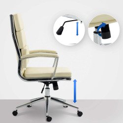 Chaise de bureau Cleveland en similicuir crème
