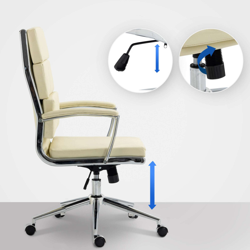 Chaise de bureau Cleveland en similicuir crème