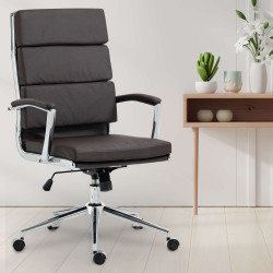 Chaise de bureau Cleveland en similicuir brun