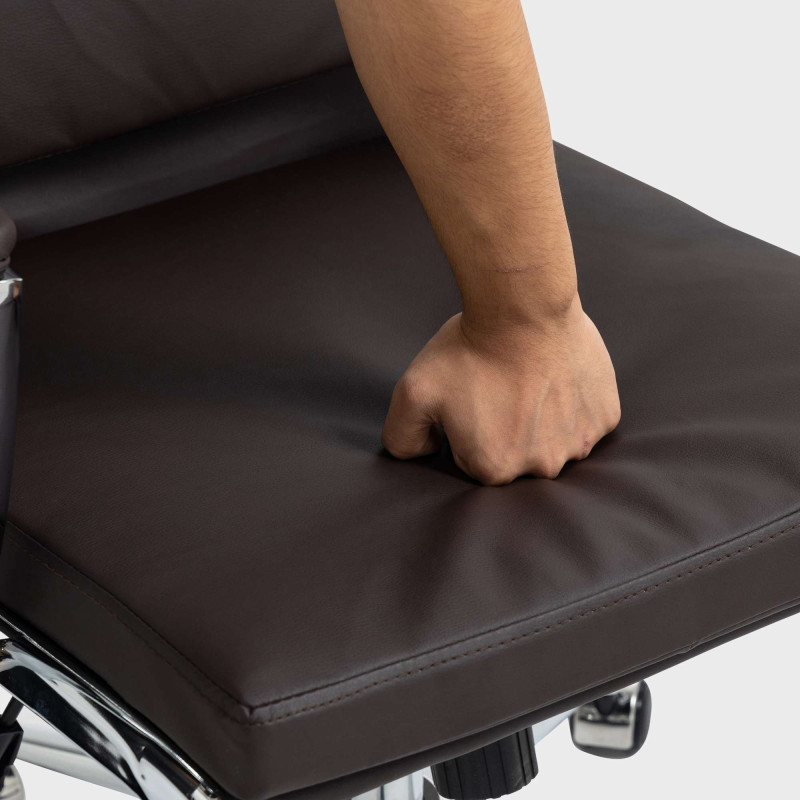 Chaise de bureau Cleveland en similicuir brun