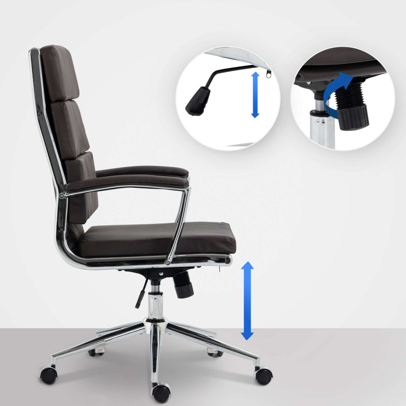 Chaise de bureau Cleveland en similicuir brun