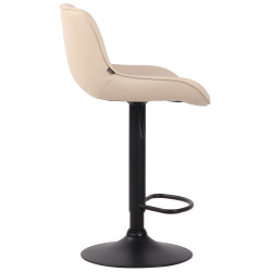 Ensemble de 2 tabourets de bar Lentini, similicuir, noir et crème