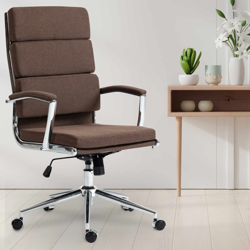 Chaise de bureau en tissu Cleveland brun