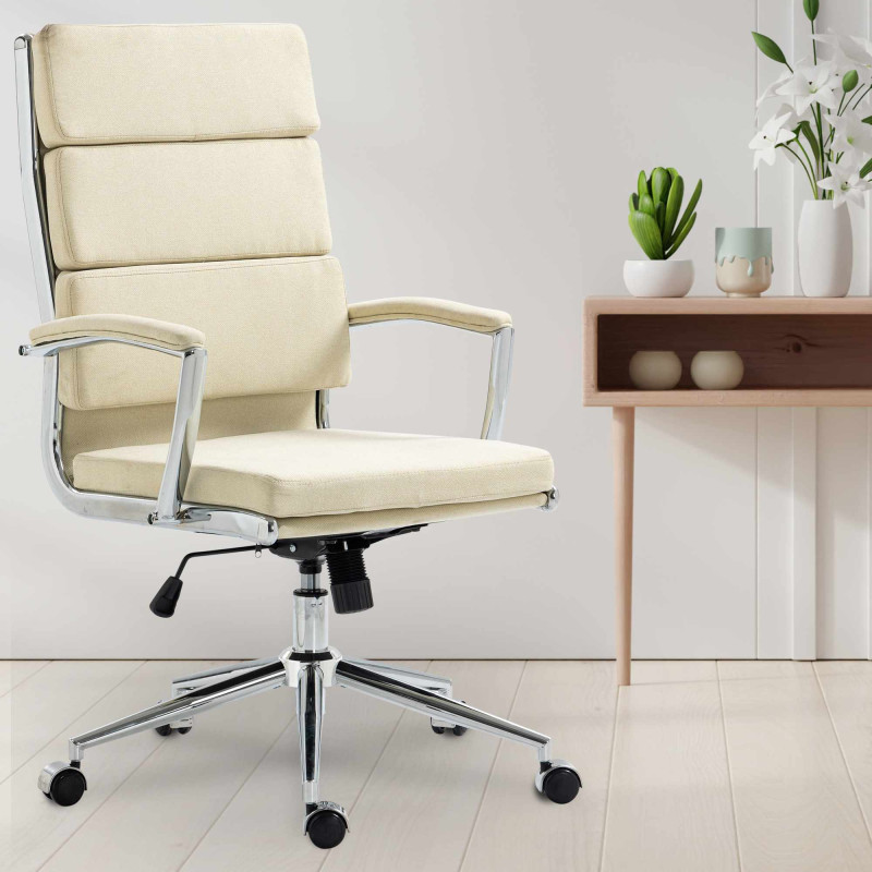 Chaise de bureau en tissu Cleveland crème