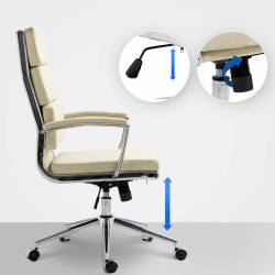 Chaise de bureau en tissu Cleveland crème