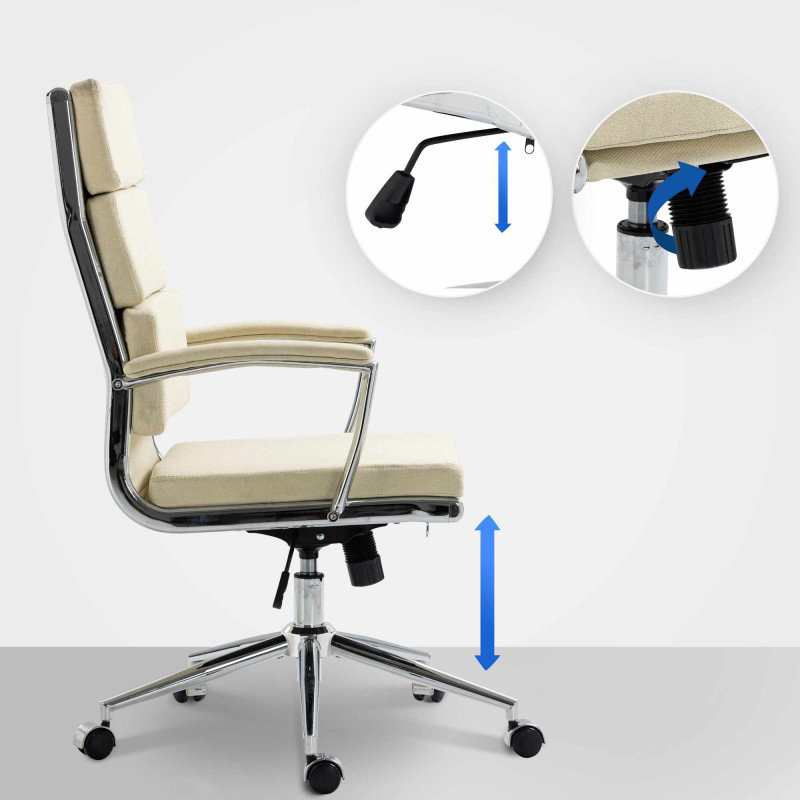 Chaise de bureau en tissu Cleveland crème