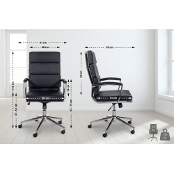 Chaise de bureau Cleveland en cuir véritable noir