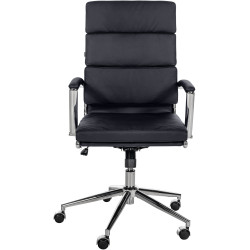 Chaise de bureau Cleveland en cuir véritable noir
