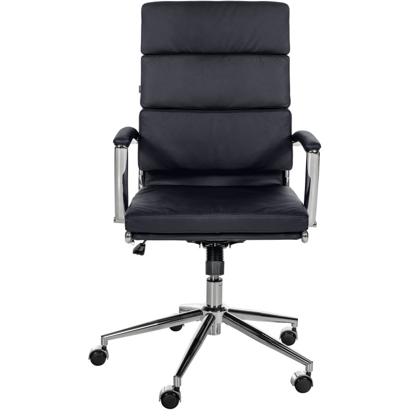 Chaise de bureau Cleveland en cuir véritable noir