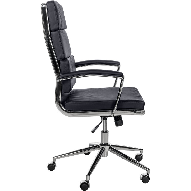 Chaise de bureau Cleveland en cuir véritable noir