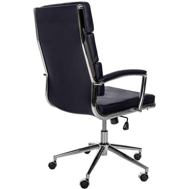 Chaise de bureau Cleveland en cuir véritable noir