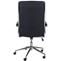 Chaise de bureau Cleveland en cuir véritable noir