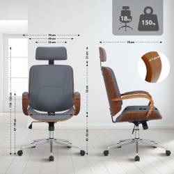 Chaise de bureau Dayton noyer/gris