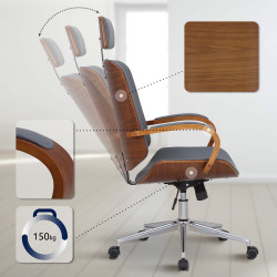 Chaise de bureau Dayton noyer/gris