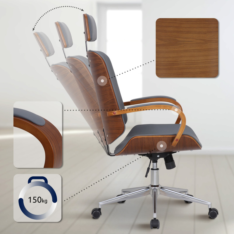 Chaise de bureau Dayton noyer/gris