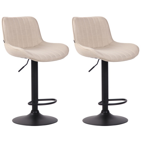 Ensemble de 2 tabourets de bar Lentini, tissu noir et crème