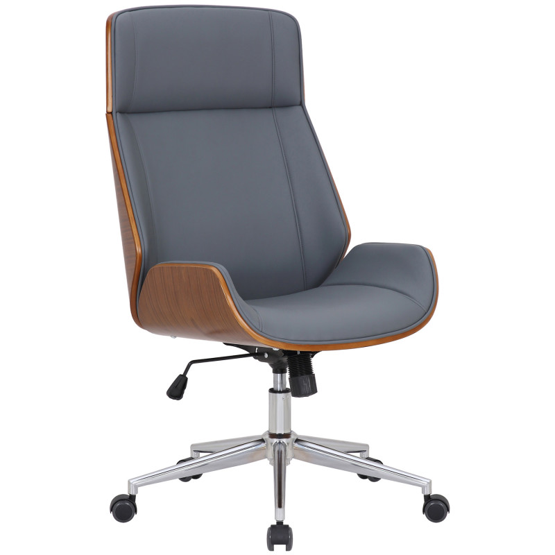 Chaise de bureau Varel en cuir artificiel noyer/gris