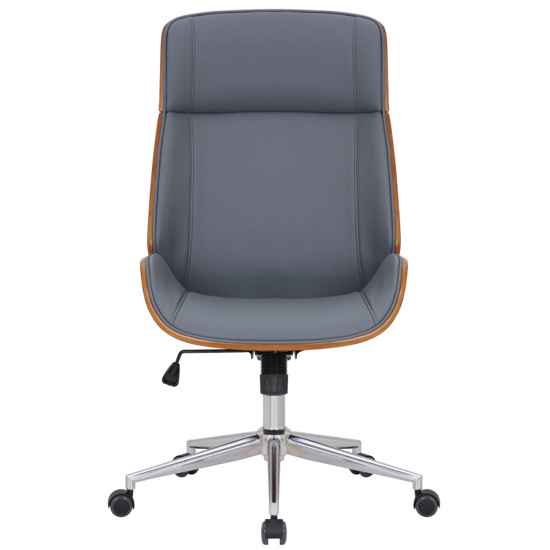 Chaise de bureau Varel en cuir artificiel noyer/gris
