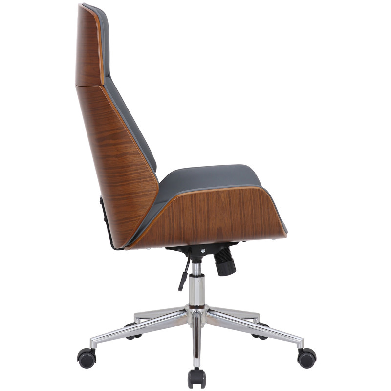 Chaise de bureau Varel en cuir artificiel noyer/gris