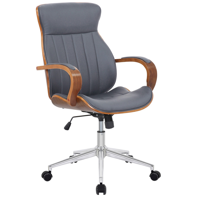 Chaise de bureau Melilla en cuir artificiel noyer/gris