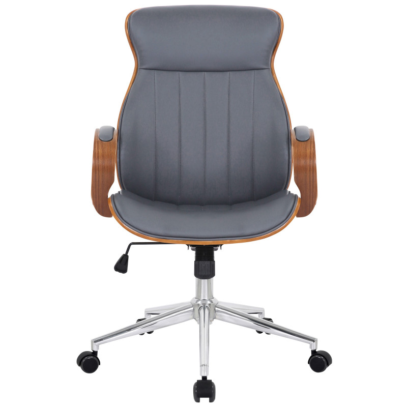 Chaise de bureau Melilla en cuir artificiel noyer/gris