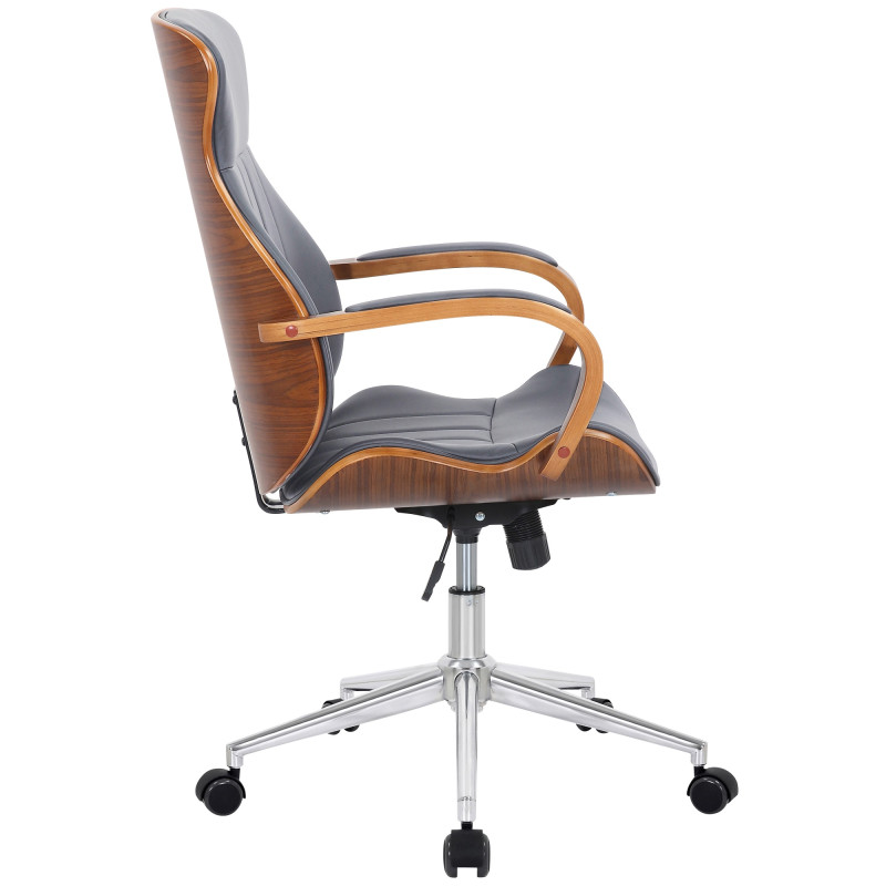 Chaise de bureau Melilla en cuir artificiel noyer/gris