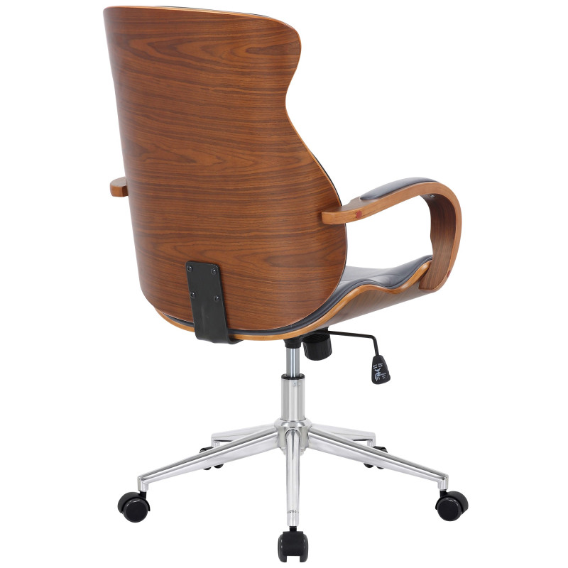 Chaise de bureau Melilla en cuir artificiel noyer/gris